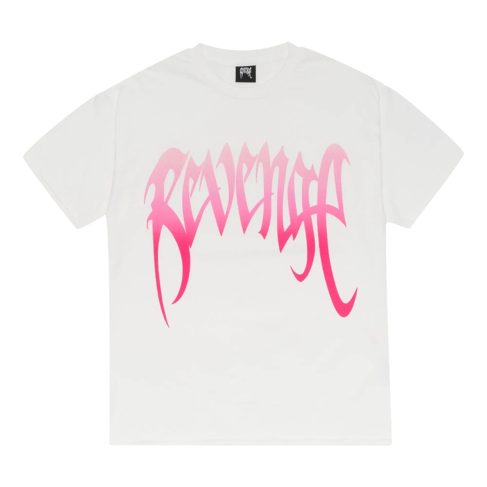 Revenge White Pink Logo Tee Large New